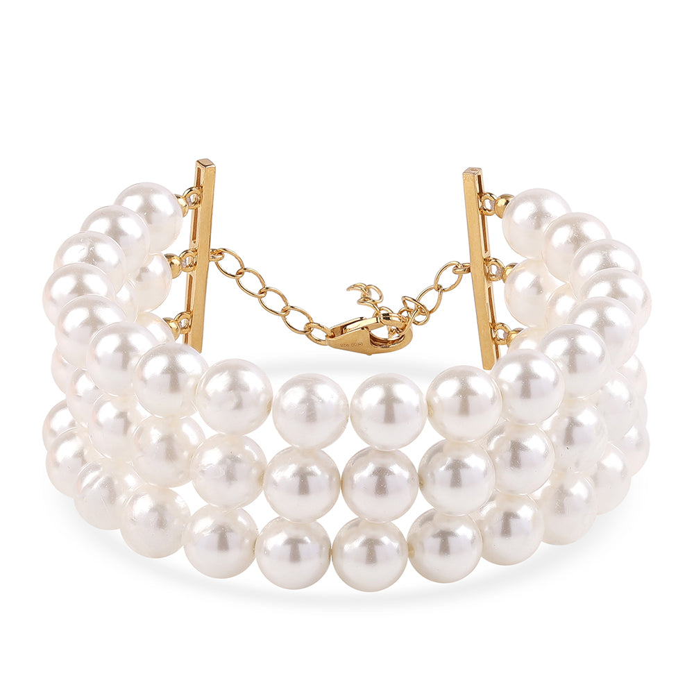 Brățară din Argint 925 Placat cu Aur ( 2.7 grame ) cu Perlă de Apă Dulce Albă 217.52 Carate 1 