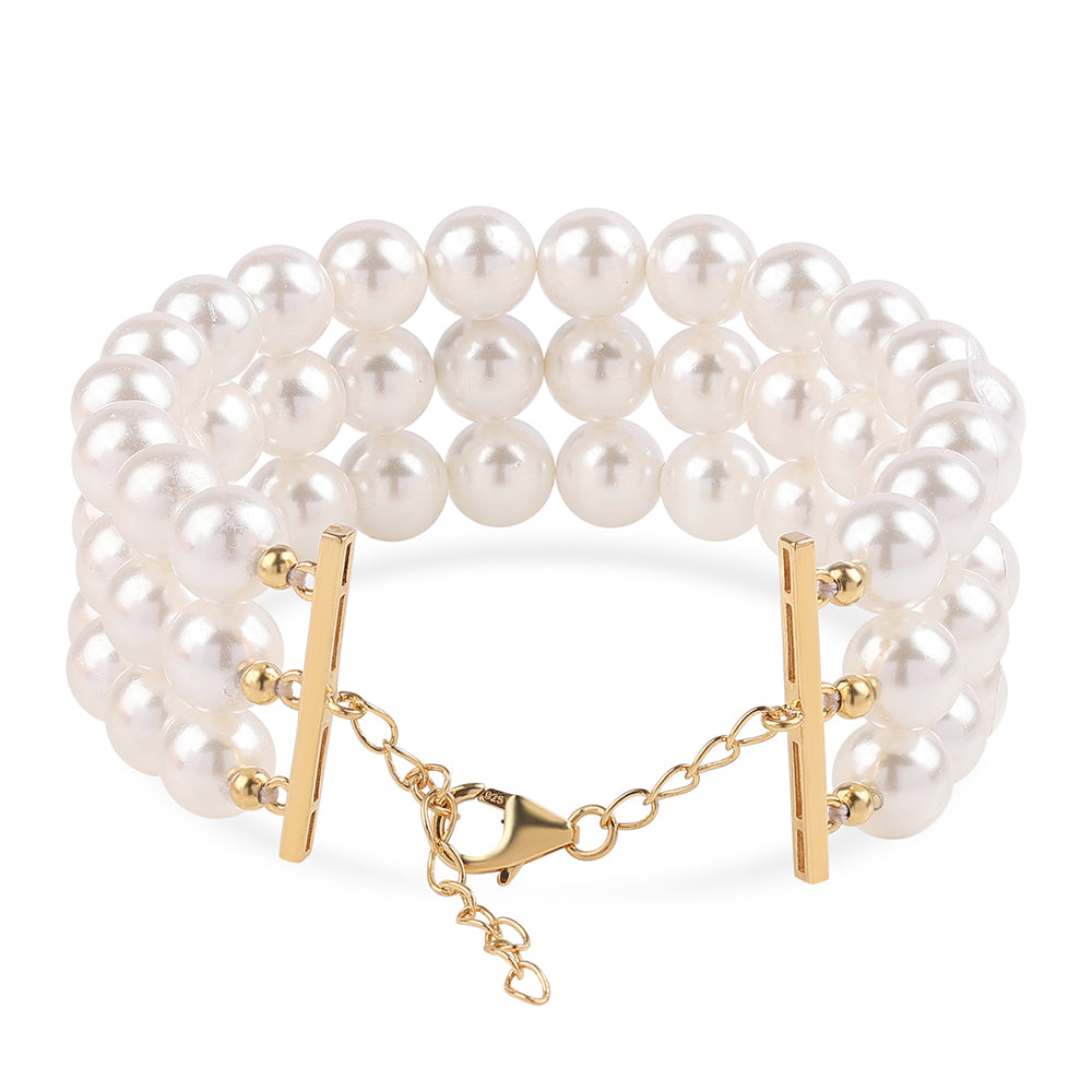Brățară din Argint 925 Placat cu Aur ( 2.7 grame ) cu Perlă de Apă Dulce Albă 217.52 Carate 2 