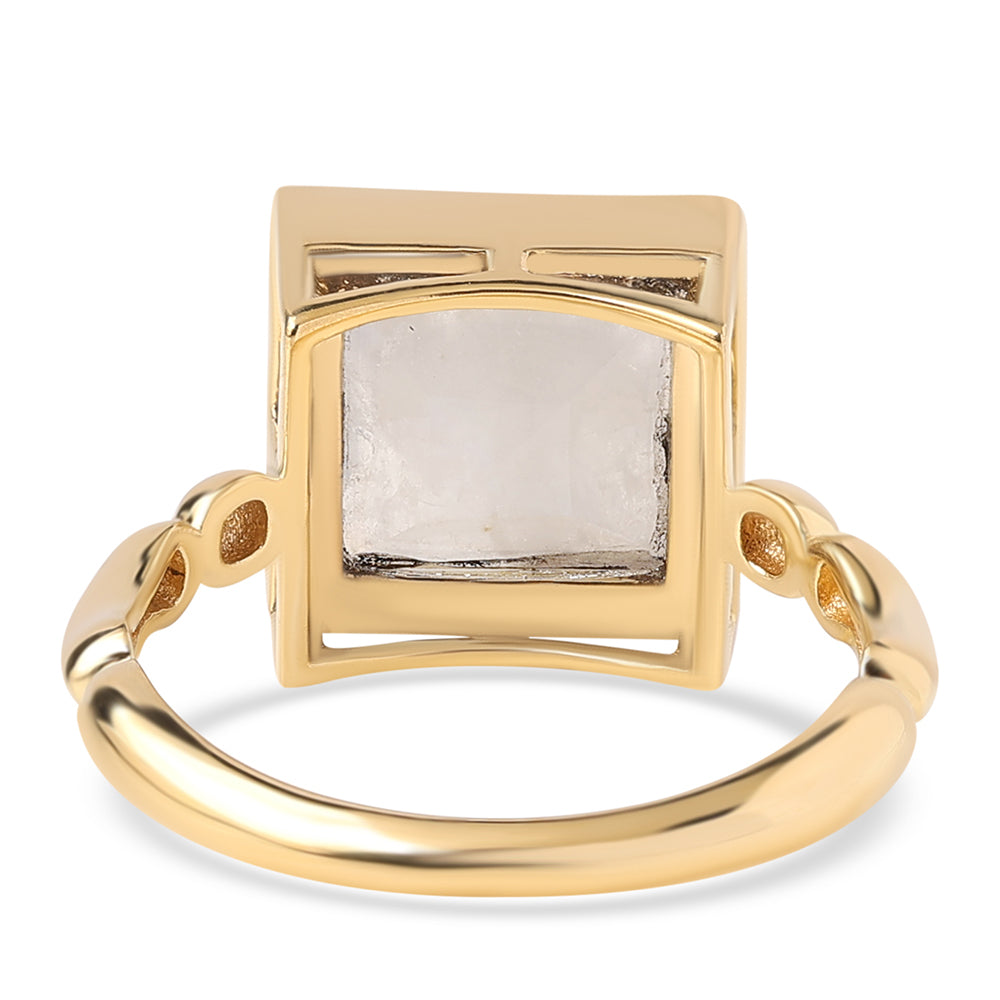 Inel din Argint 925 Placat cu Aur ( 2.74 grame ) cu Piatra Lunii Curcubeu Clasa ”AA” 4.02 Carate 3 