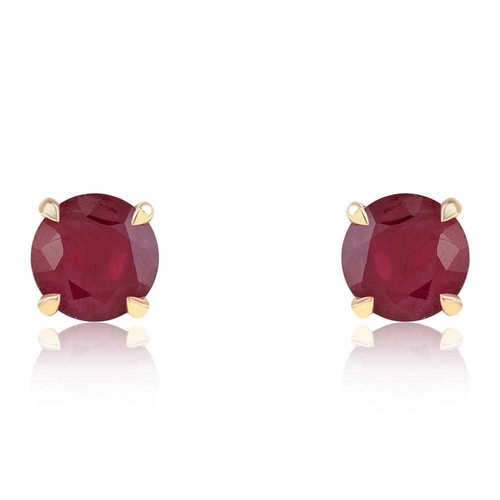 Cercei din Argint 925 Placat cu Aur ( 0.96 grame ) cu Rubin Mozambic 2.47 Carate