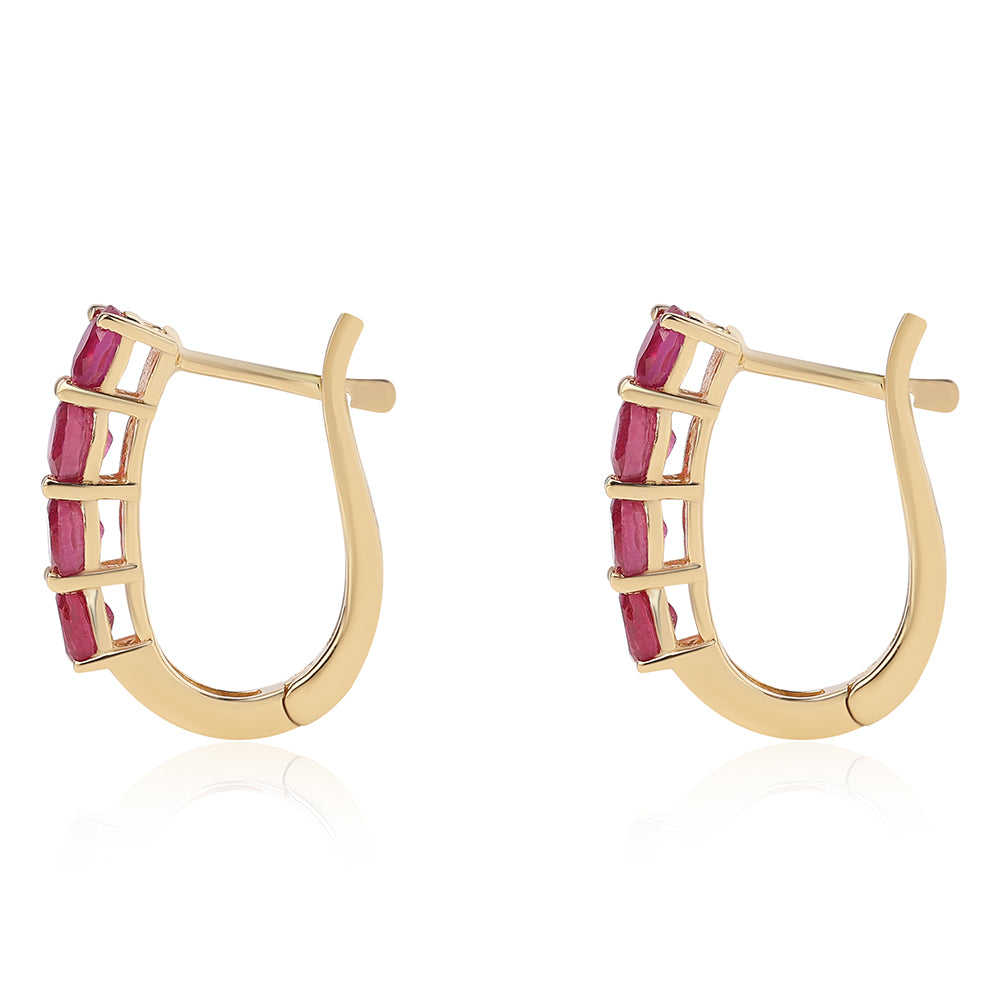 Cercei din Argint 925 Placat cu Aur ( 2.63 grame ) cu Rubin Mozambic 2.65 Carate 2 