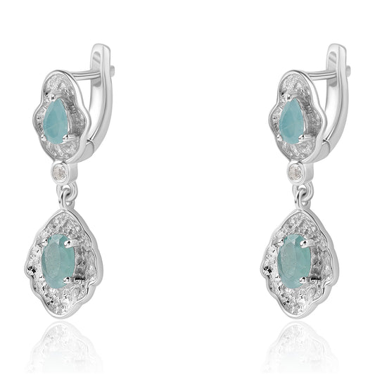 Cercei din Argint 925 ( 3.91 grame ) cu Grandidierit și Topaz Alb 1.33 Carate