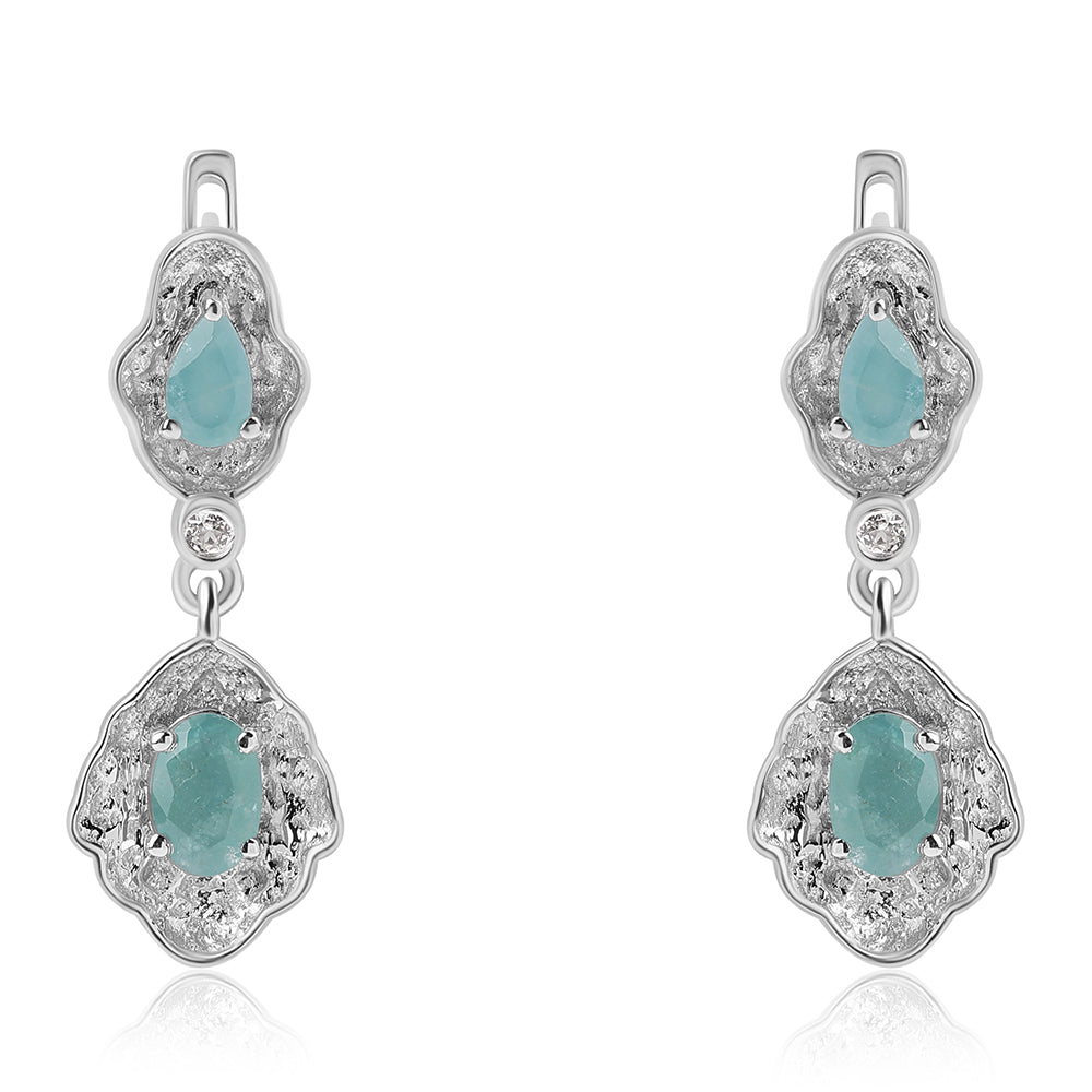 Cercei din Argint 925 ( 3.91 grame ) cu Grandidierit și Topaz Alb 1.33 Carate 3 