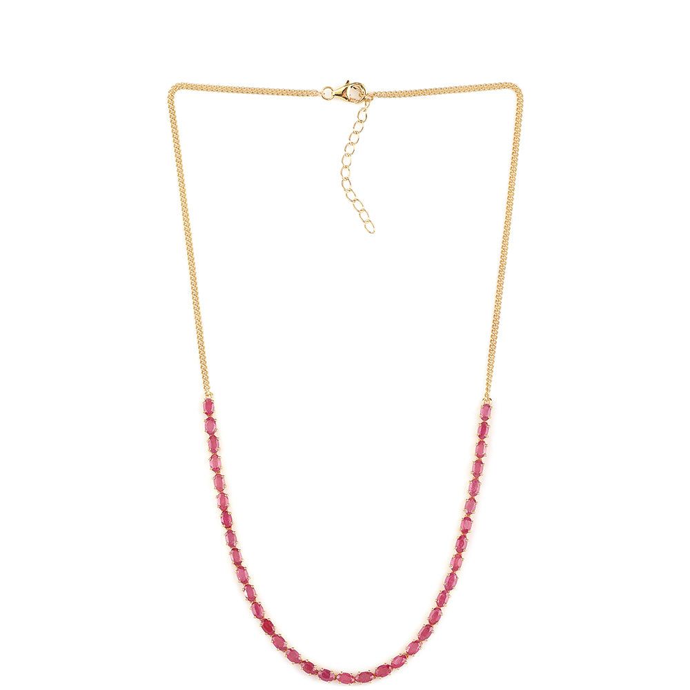 Colier din Argint 925 Placat cu Aur ( 8.33 grame ) cu Rubin Mozambic 15.68 Carate 1 