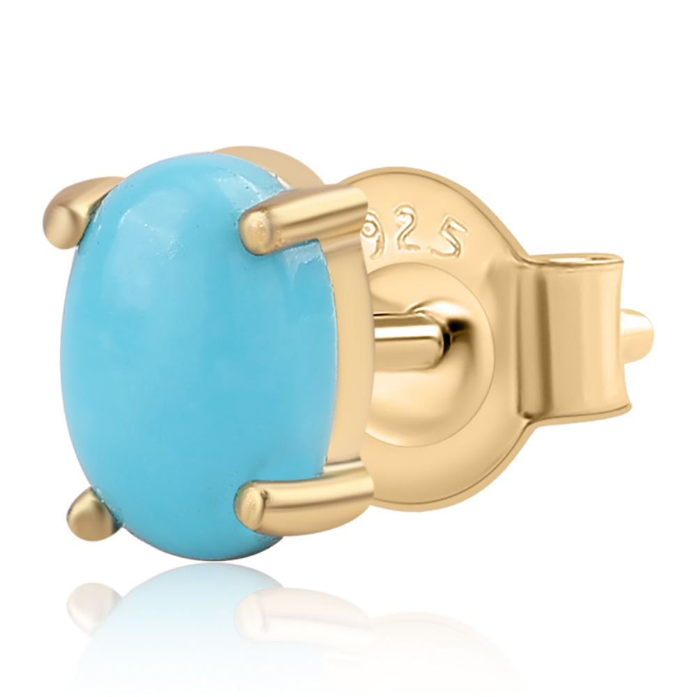 Cercei din Argint 925 Placat cu Aur ( 0.8 grame ) cu Turcoaz ”Frumoasa Adormită” 1.08 Carate