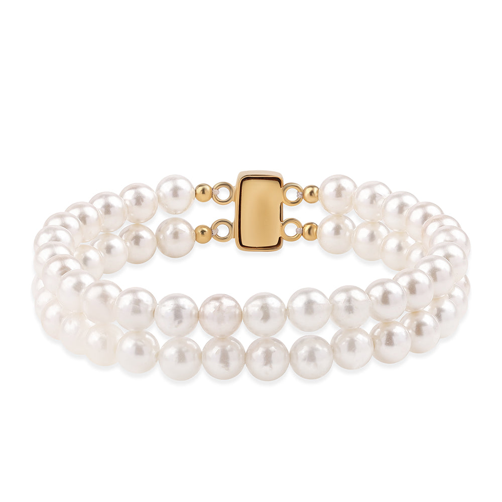 Brățară din Argint 925 Placat cu Aur ( 2.37 grame ) cu Perlă de Apă Dulce Albă 104.27 Carate