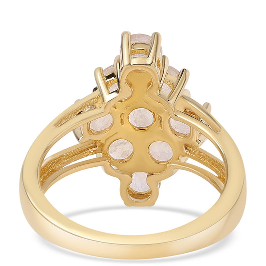 Inel din Argint 925 Placat cu Aur ( 3.44 grame ) cu Piatra Lunii Curcubeu Clasa ”AA” 2.34 Carate