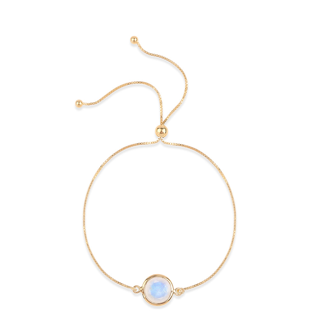 Brățară din Argint 925 Placat cu Aur ( 2.16 grame ) cu Piatra Lunii Curcubeu Clasa ”AA” 2.86 Carate