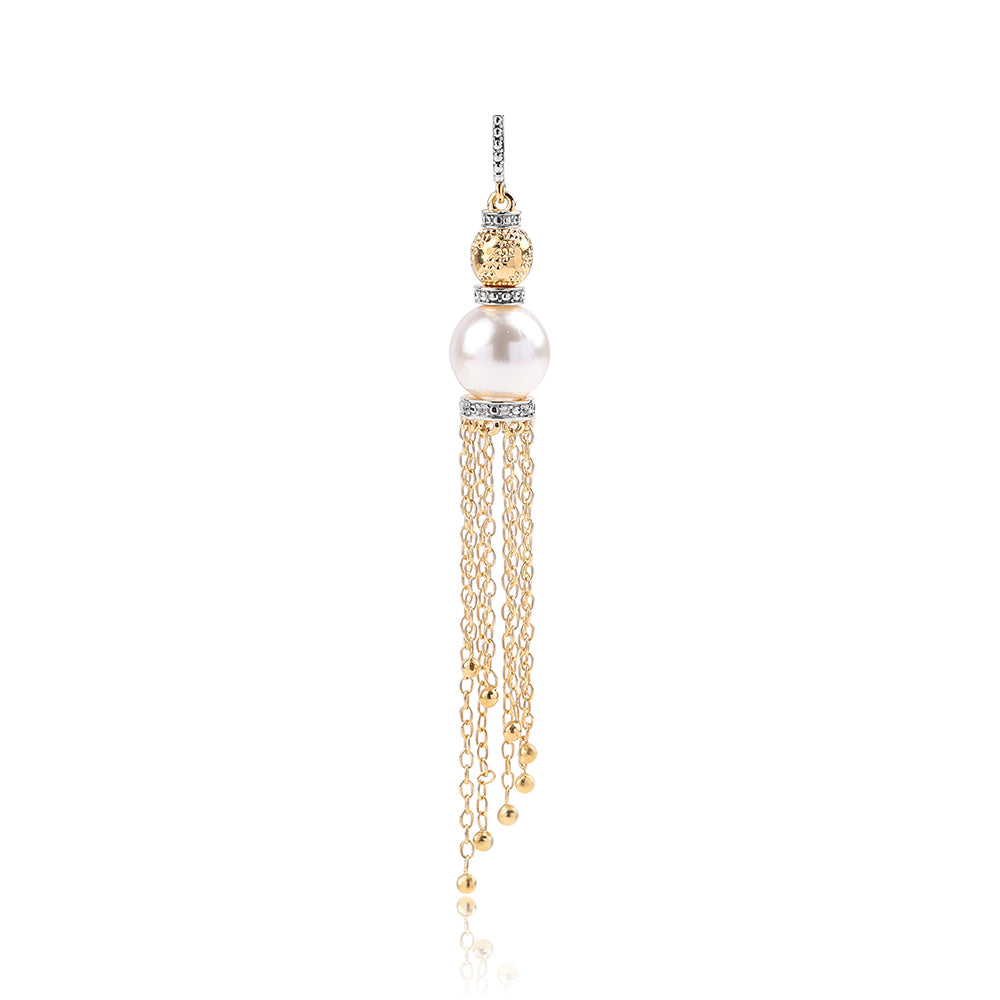 Pandantiv din Argint 925 Placat cu Aur ( 2.55 grame ) cu Perlă de Apă Dulce Albă și Topaz Alb 7.47 Carate