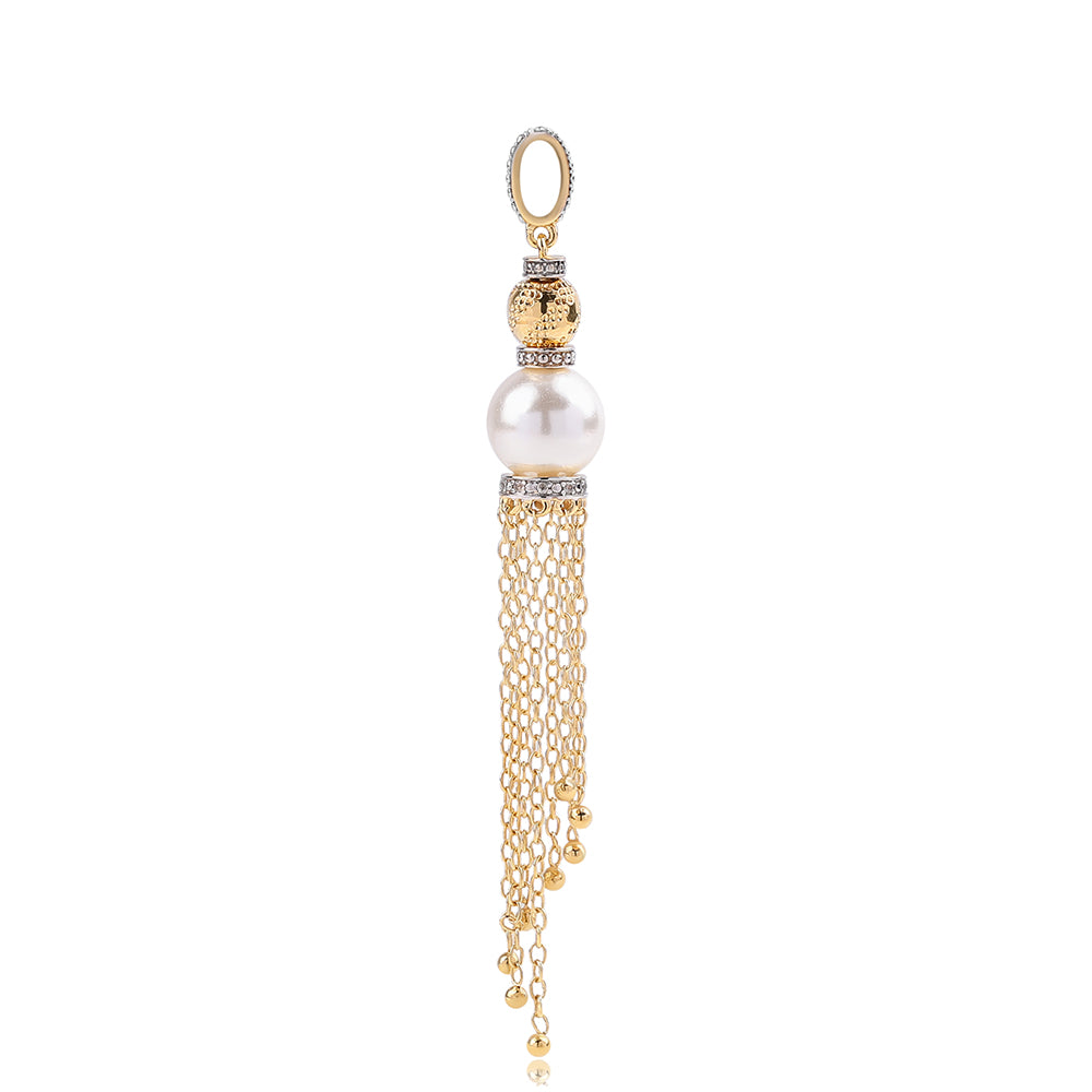 Pandantiv din Argint 925 Placat cu Aur ( 2.55 grame ) cu Perlă de Apă Dulce Albă și Topaz Alb 7.47 Carate 3 
