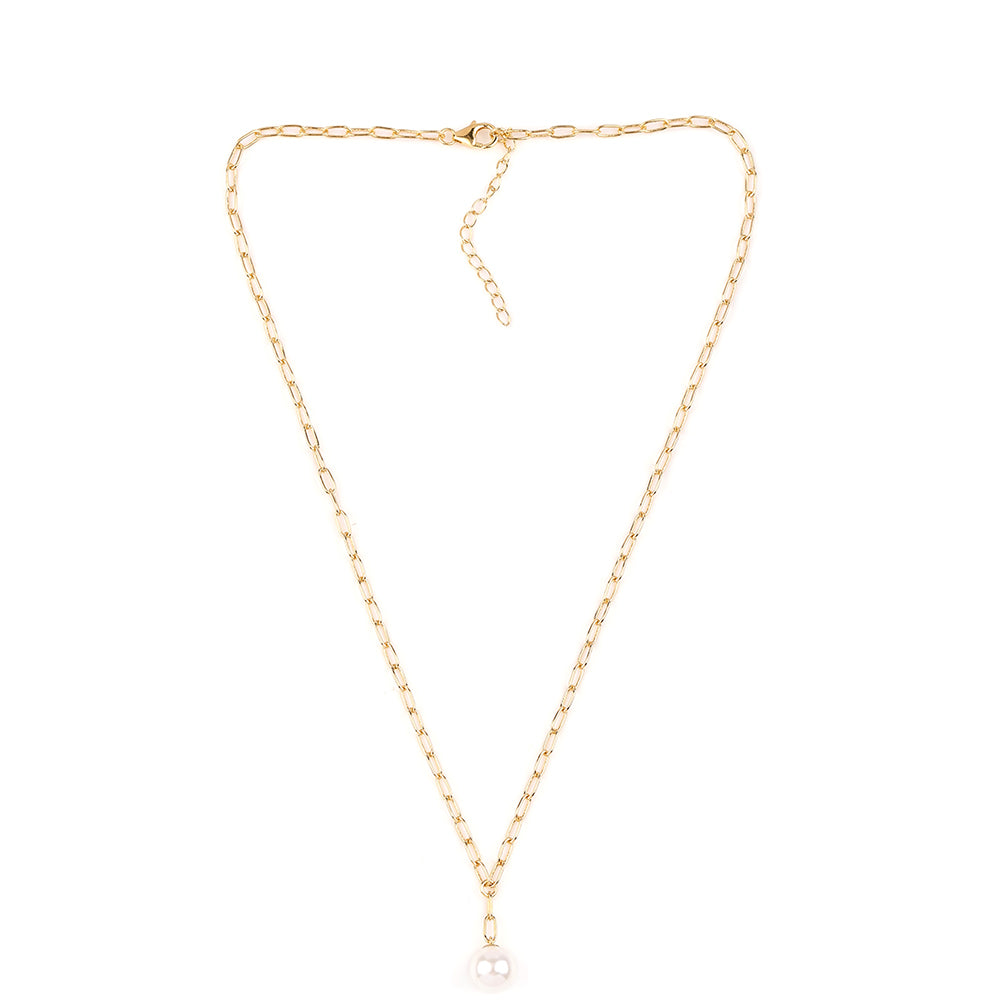 Colier din Argint 925 Placat cu Aur ( 6.07 grame ) cu Perlă de Apă Dulce Albă 7.09 Carate