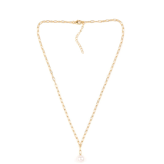 Colier din Argint 925 Placat cu Aur ( 6.07 grame ) cu Perlă de Apă Dulce Albă 7.09 Carate