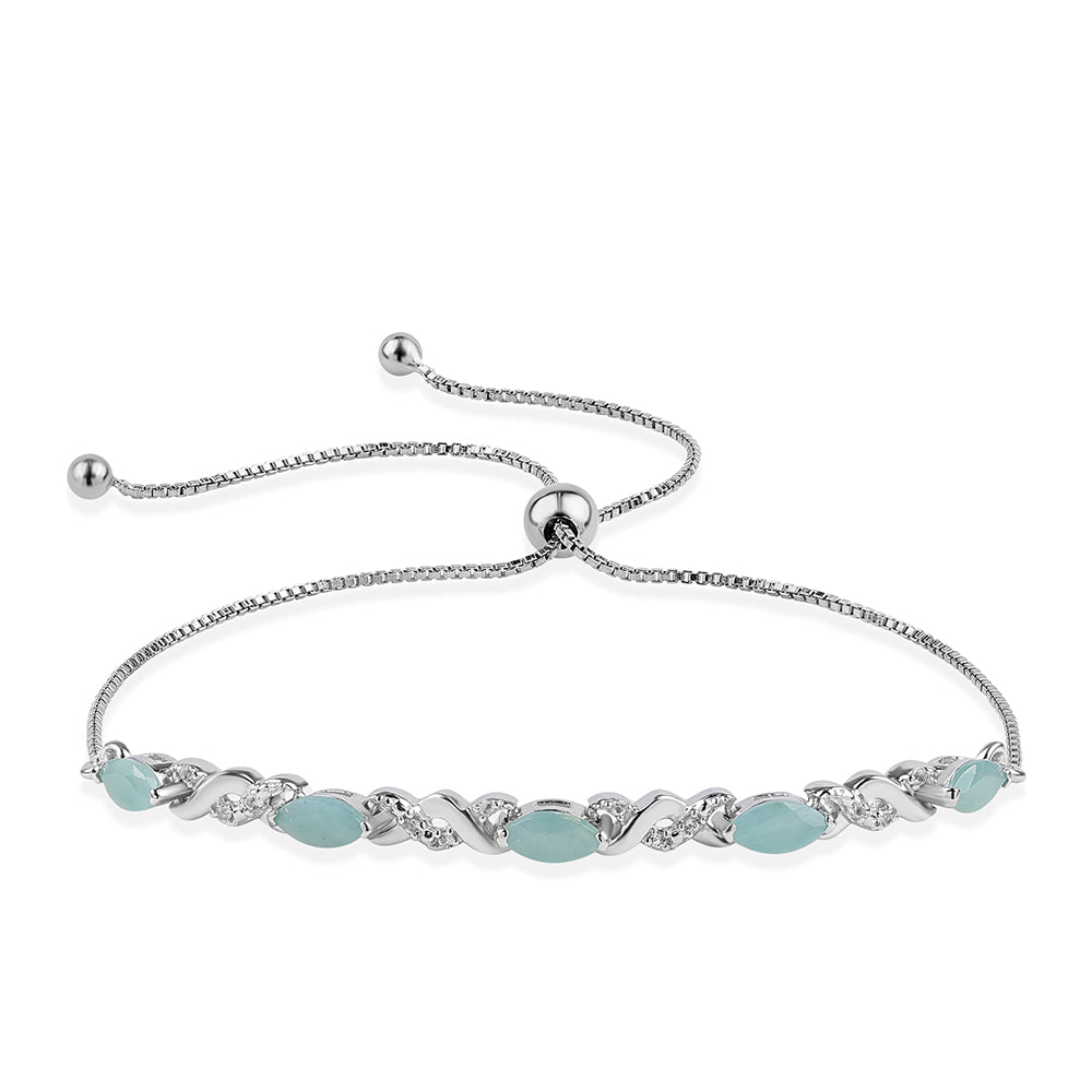 Brățară din Argint 925 ( 3.45 grame ) cu Grandidierit și Topaz Alb 1.39 Carate 1 