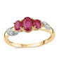 Inel din Argint 925 Placat cu Aur ( 1.65 grame ) cu Rubin Mozambic și Topaz Alb 1.12 Carate