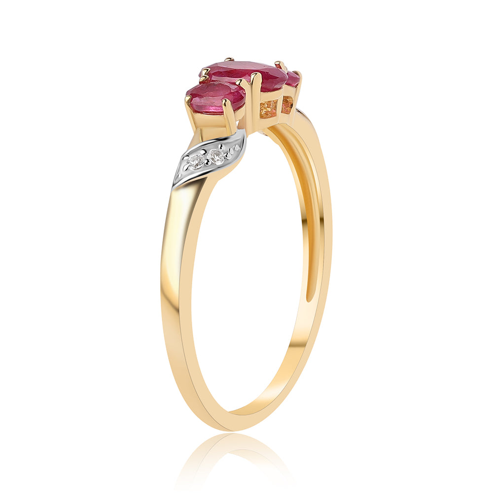 Inel din Argint 925 Placat cu Aur ( 1.65 grame ) cu Rubin Mozambic și Topaz Alb 1.12 Carate