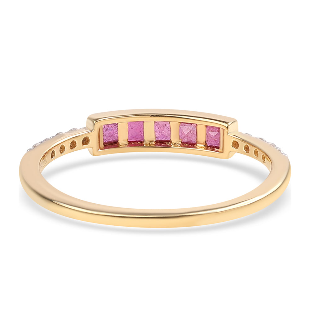 Inel din Argint 925 Placat cu Aur ( 1.4 grame ) cu Rubin Mozambic și Topaz Alb 0.66 Carate 2 