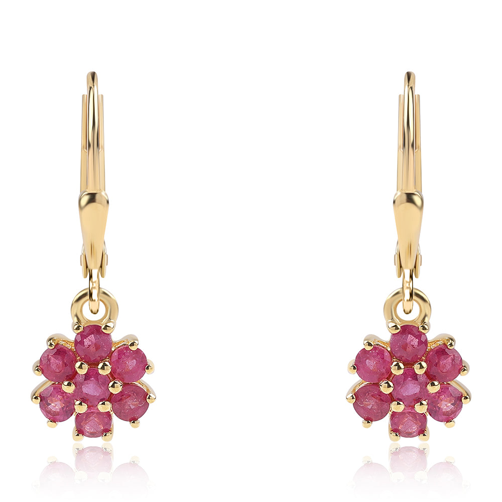 Cercei din Argint 925 Placat cu Aur ( 1.96 grame ) cu Rubin Mozambic 1.76 Carate 2 