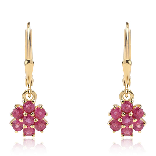 Cercei din Argint 925 Placat cu Aur ( 1.96 grame ) cu Rubin Mozambic 1.76 Carate