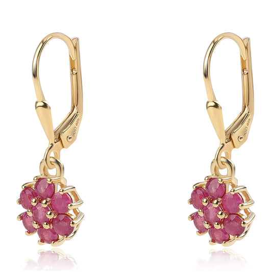 Cercei din Argint 925 Placat cu Aur ( 1.96 grame ) cu Rubin Mozambic 1.76 Carate
