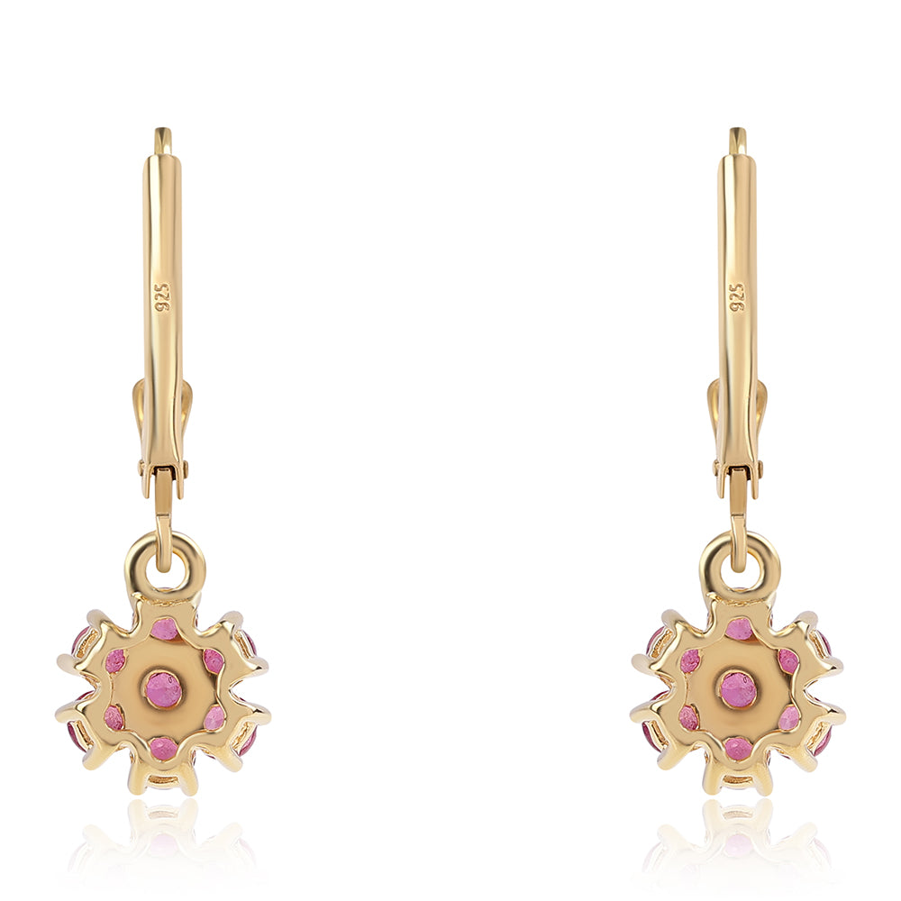 Cercei din Argint 925 Placat cu Aur ( 1.96 grame ) cu Rubin Mozambic 1.76 Carate 3 