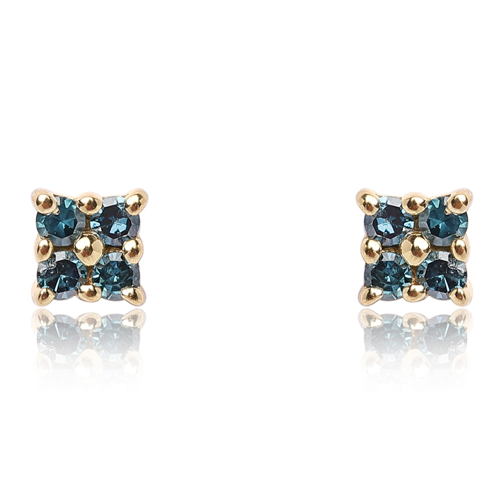 Cercei din Argint 925 Placat cu Aur ( 0.73 grame ) cu Diamant Albastru 0.1 Carate