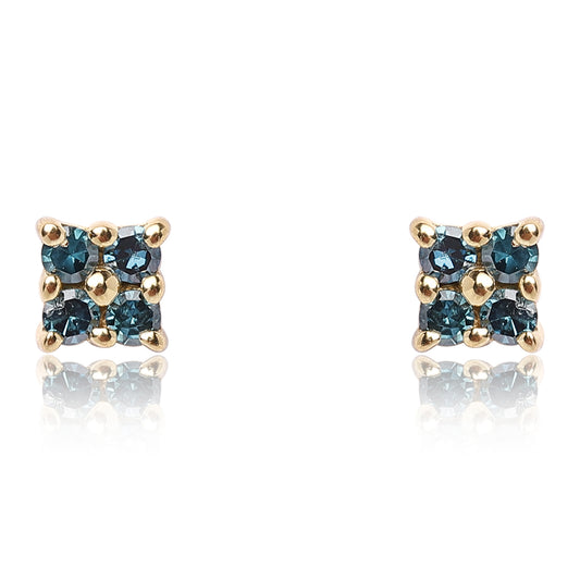 Cercei din Argint 925 Placat cu Aur ( 0.73 grame ) cu Diamant Albastru 0.1 Carate