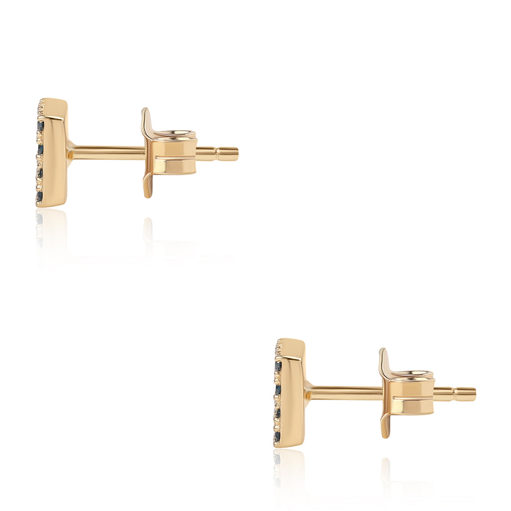 Cercei din Argint 925 Placat cu Aur ( 1.22 grame ) cu Diamant Albastru 0.32 Carate 3 