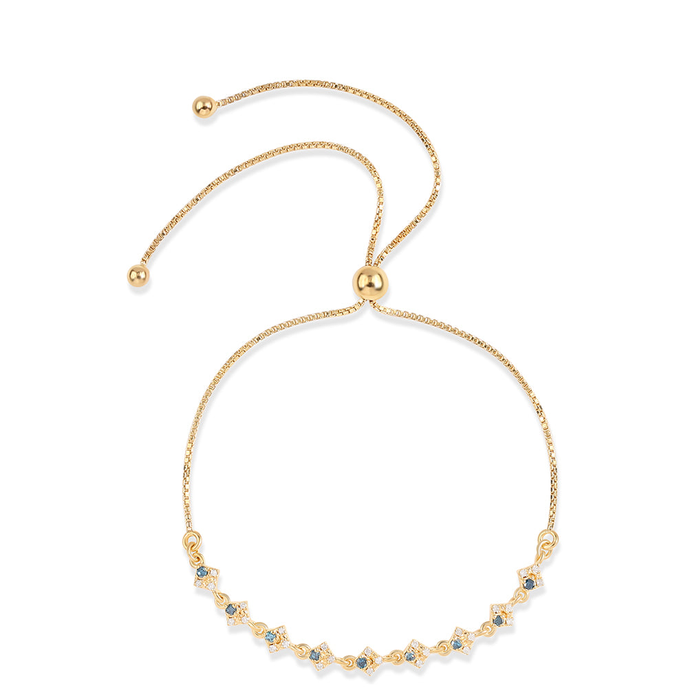 Brățară din Argint 925 Placat cu Aur ( 2.66 grame ) cu Diamant Albastru și Diamant Alb 0.26 Carate