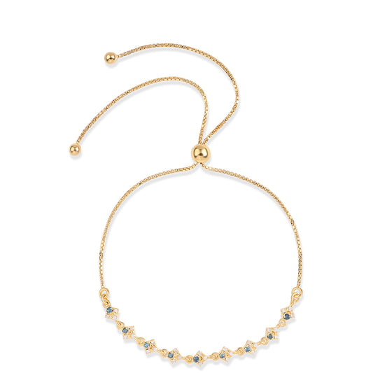 Brățară din Argint 925 Placat cu Aur ( 2.66 grame ) cu Diamant Albastru și Diamant Alb 0.26 Carate