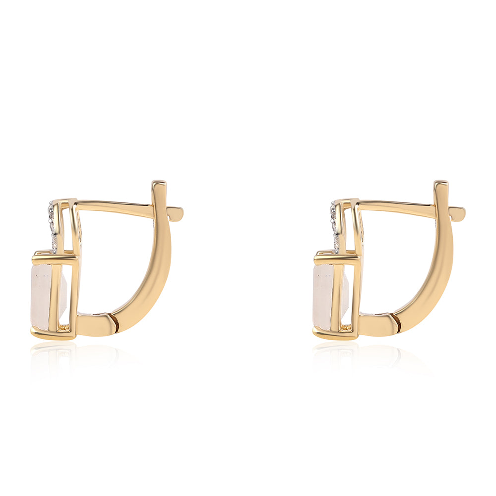 Cercei din Argint 925 Placat cu Aur ( 2.14 grame ) cu Piatra Lunii Curcubeu Clasa ”AA” și Topaz Alb 3.4 Carate 2 