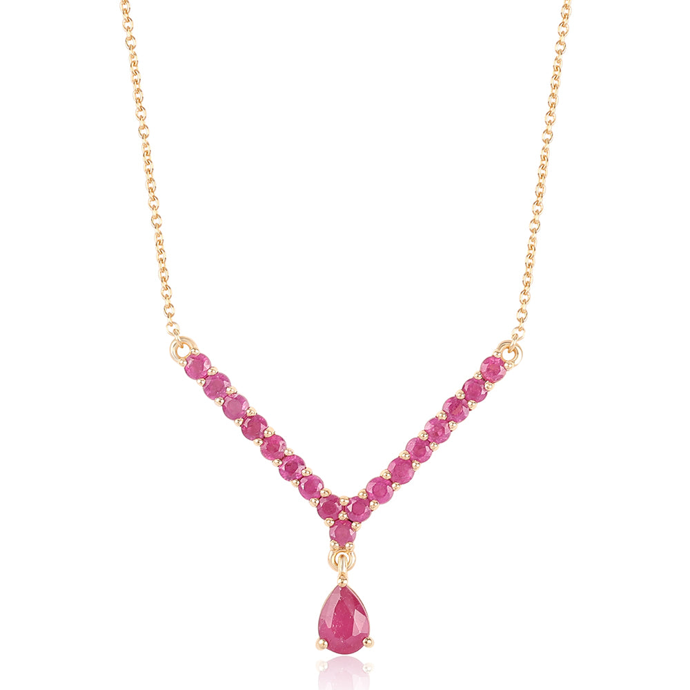 Colier din Argint 925 Placat cu Aur ( 3.69 grame ) cu Rubin Mozambic 2.4 Carate