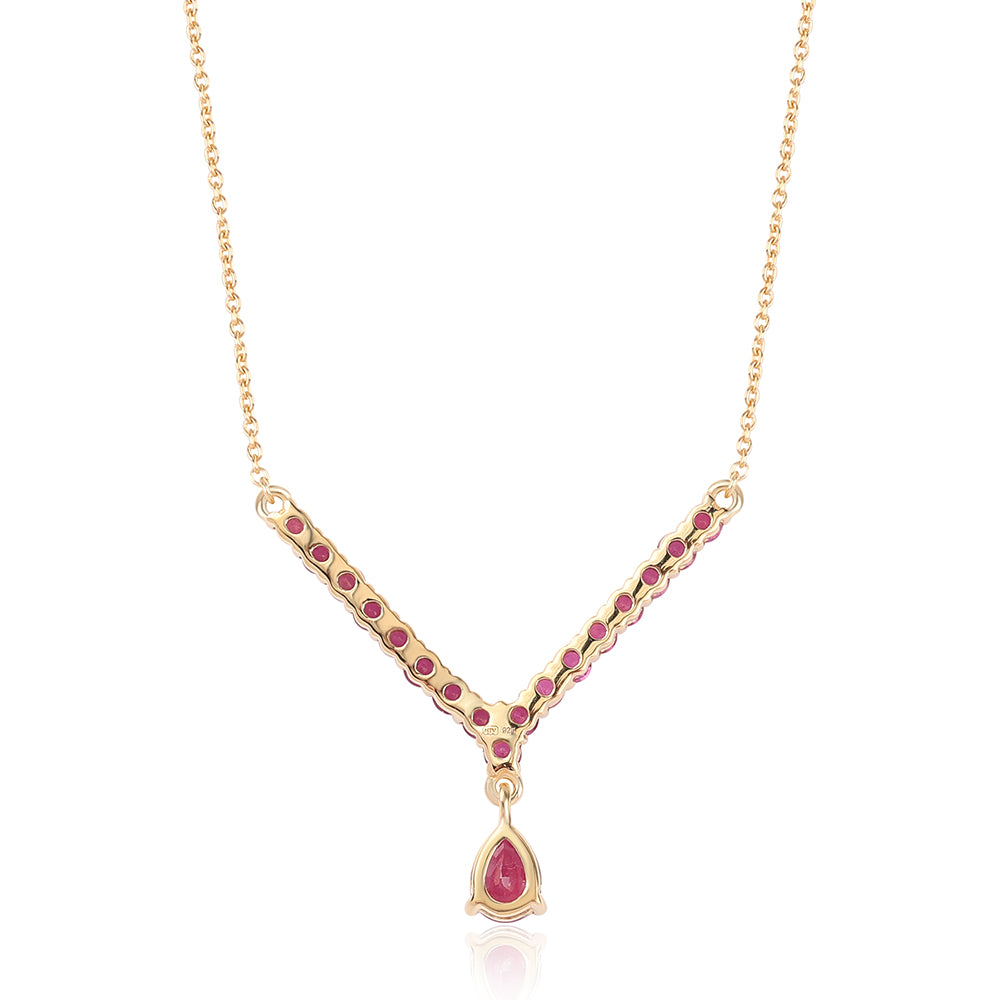 Colier din Argint 925 Placat cu Aur ( 3.69 grame ) cu Rubin Mozambic 2.4 Carate 2 