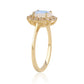 Inel din Argint 925 Placat cu Aur ( 1.85 grame ) cu Piatra Lunii Curcubeu Clasa ”AA” și Topaz Alb 1.32 Carate