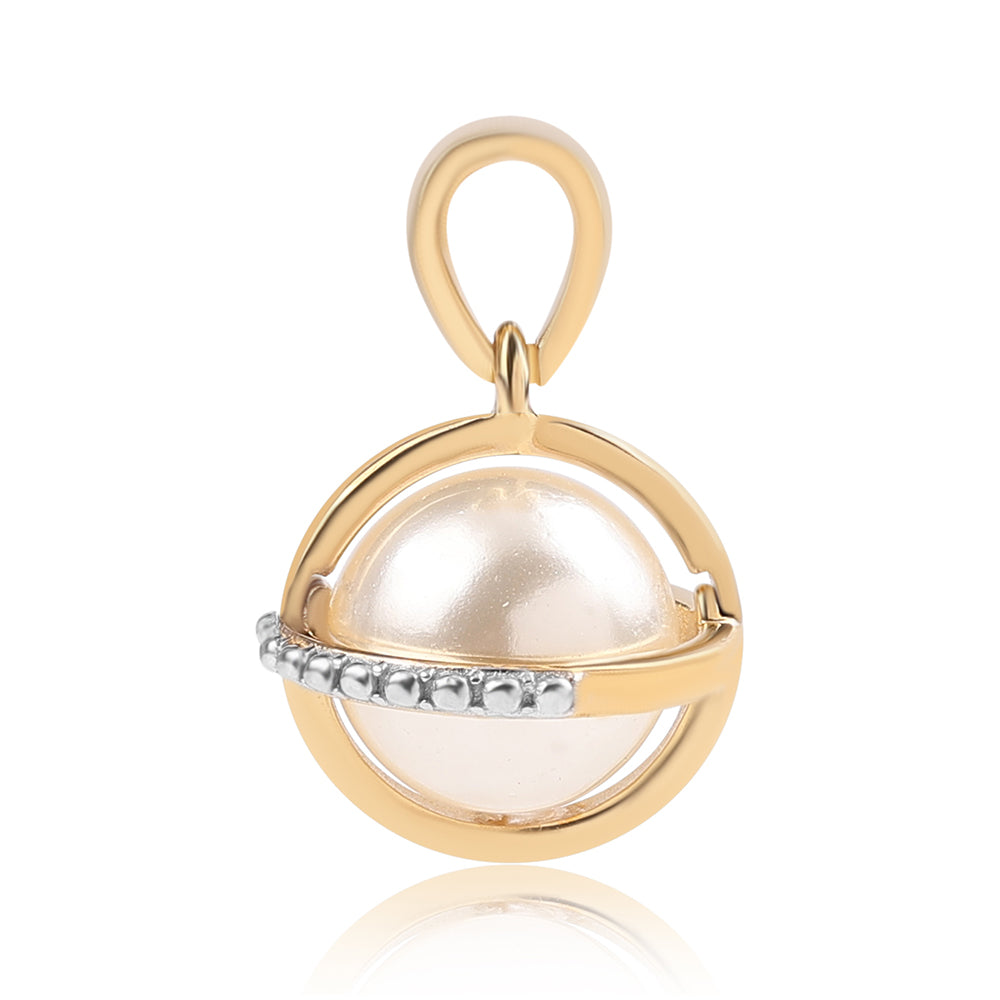 Set din Argint 925 Placat cu Aur ( 5.75 grame ) cu Perlă de Apă Dulce Albă și Topaz Alb 17.1 Carate ( Cercei+Inel+Pandantiv )