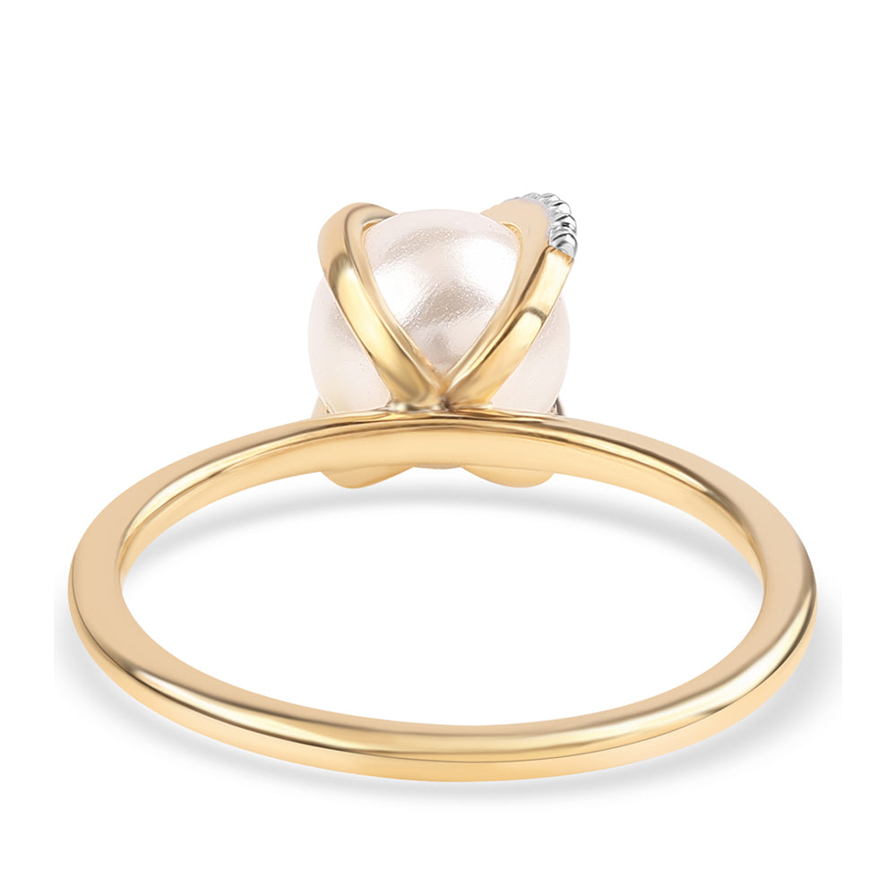 Set din Argint 925 Placat cu Aur ( 5.75 grame ) cu Perlă de Apă Dulce Albă și Topaz Alb 17.1 Carate ( Cercei+Inel+Pandantiv ) 9 