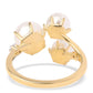 Inel din Argint 925 Placat cu Aur ( 2.35 grame ) cu Perlă de Apă Dulce Albă și Topaz Alb 8.03 Carate