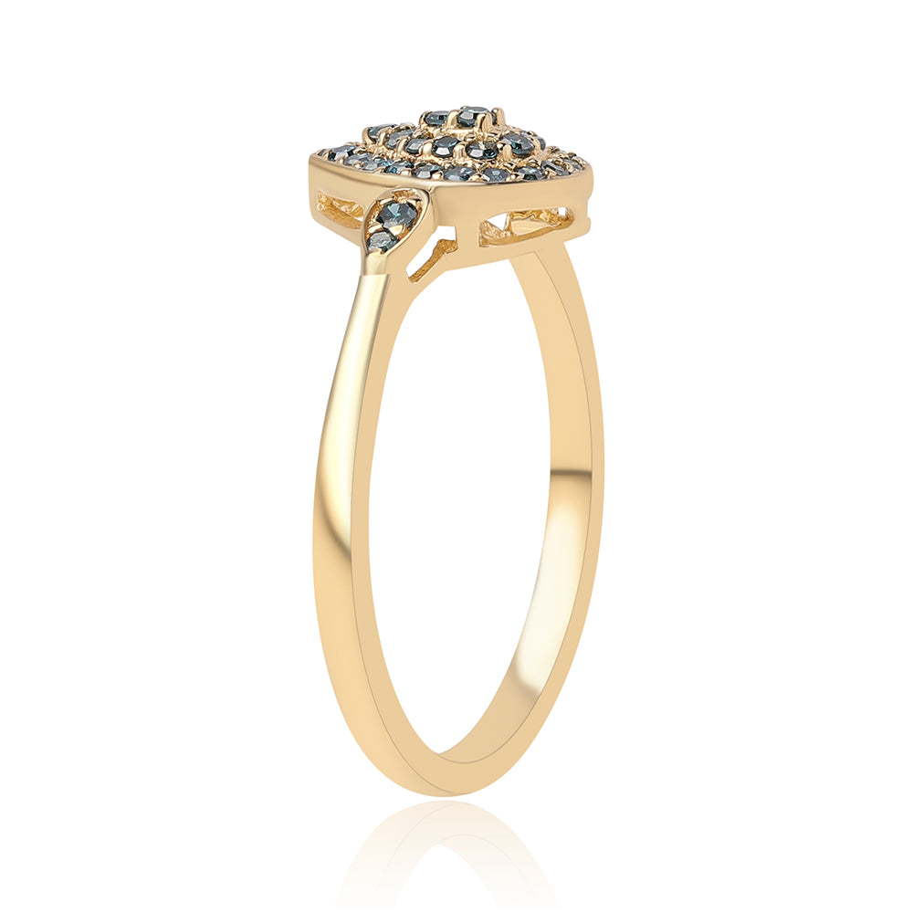 Inel din Argint 925 Placat cu Aur ( 1.78 grame ) cu Diamant Albastru 0.2 Carate