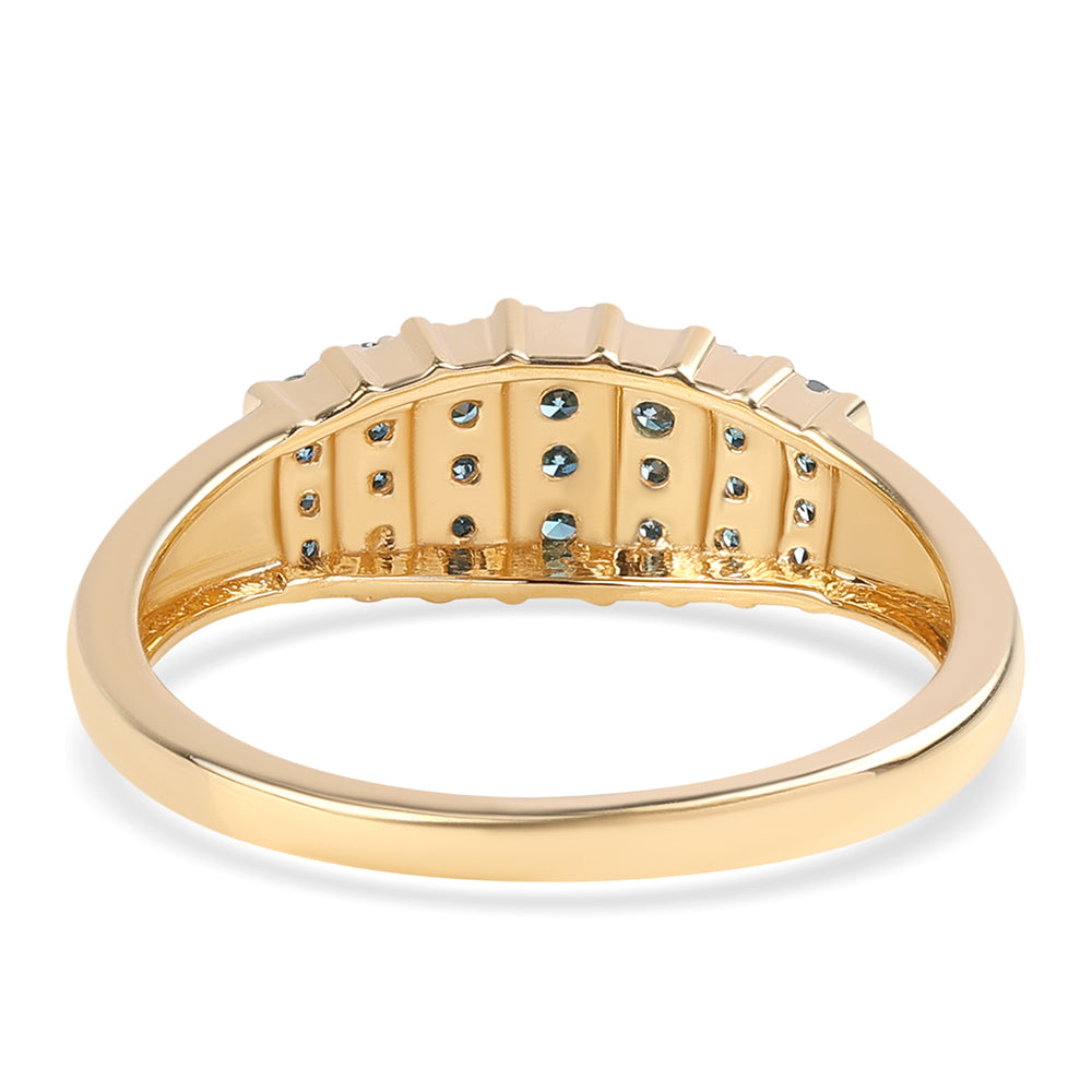 Inel din Argint 925 Placat cu Aur ( 2.23 grame ) cu Diamant Albastru 0.27 Carate 2 