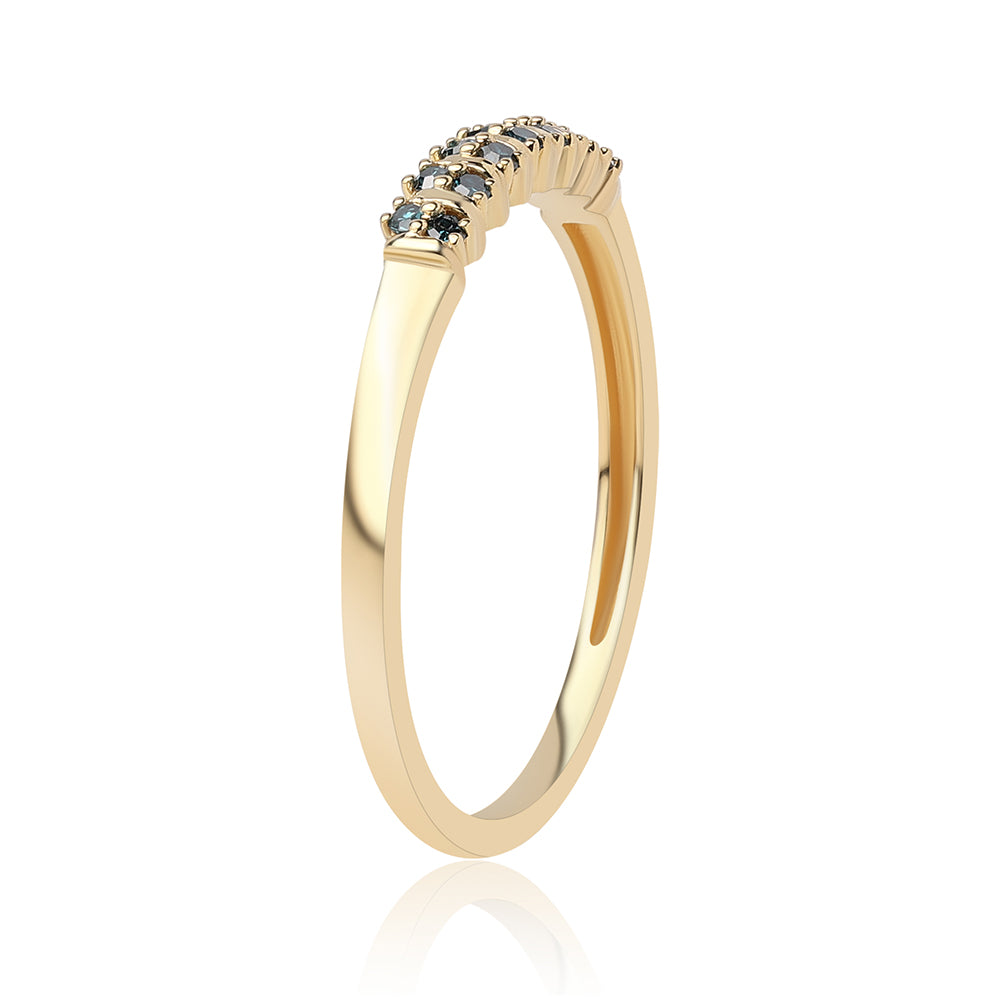 Inel din Argint 925 Placat cu Aur ( 1.48 grame ) cu Diamant Albastru 0.13 Carate 3 