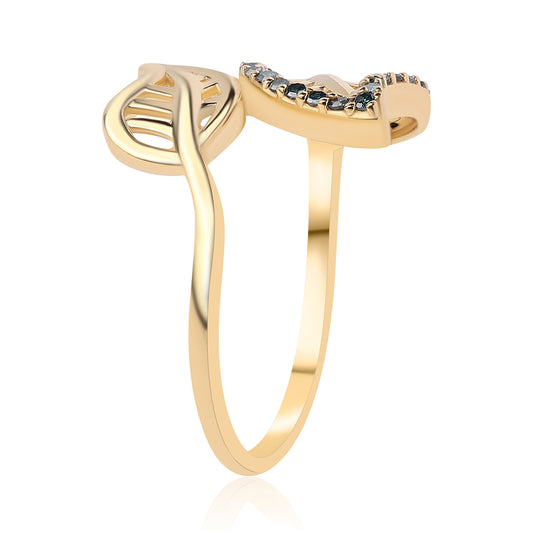 Inel din Argint 925 Placat cu Aur ( 2.13 grame ) cu Diamant Albastru 0.18 Carate