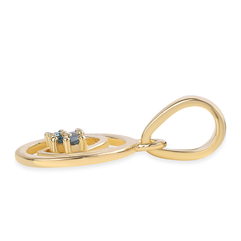 Pandantiv din Argint 925 Placat cu Aur ( 0.63 grame ) cu Diamant Albastru 0.04 Carate 2 
