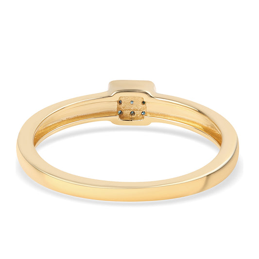 Inel din Argint 925 Placat cu Aur ( 1.76 grame ) cu Diamant Albastru 0.06 Carate