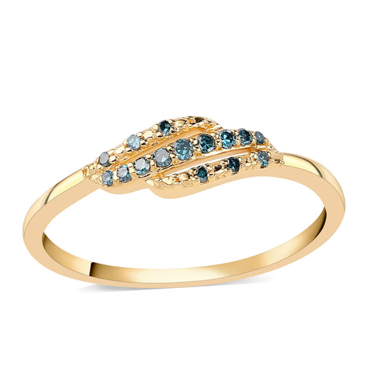 Inel din Argint 925 Placat cu Aur ( 1.5 grame ) cu Diamant Albastru 0.09 Carate