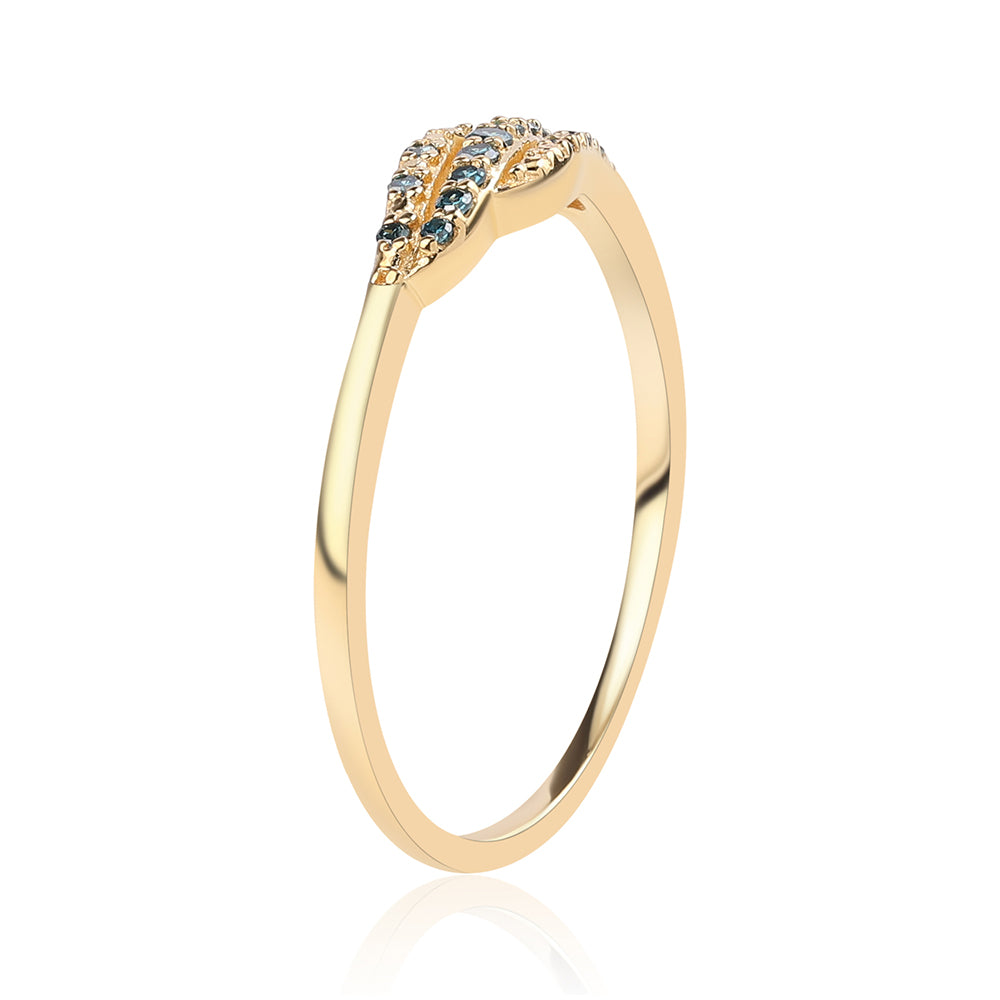 Inel din Argint 925 Placat cu Aur ( 1.5 grame ) cu Diamant Albastru 0.09 Carate 3 