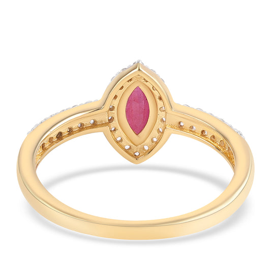 Inel din Argint 925 Placat cu Aur ( 1.86 grame ) cu Rubin Mozambic și Topaz Alb 1.02 Carate