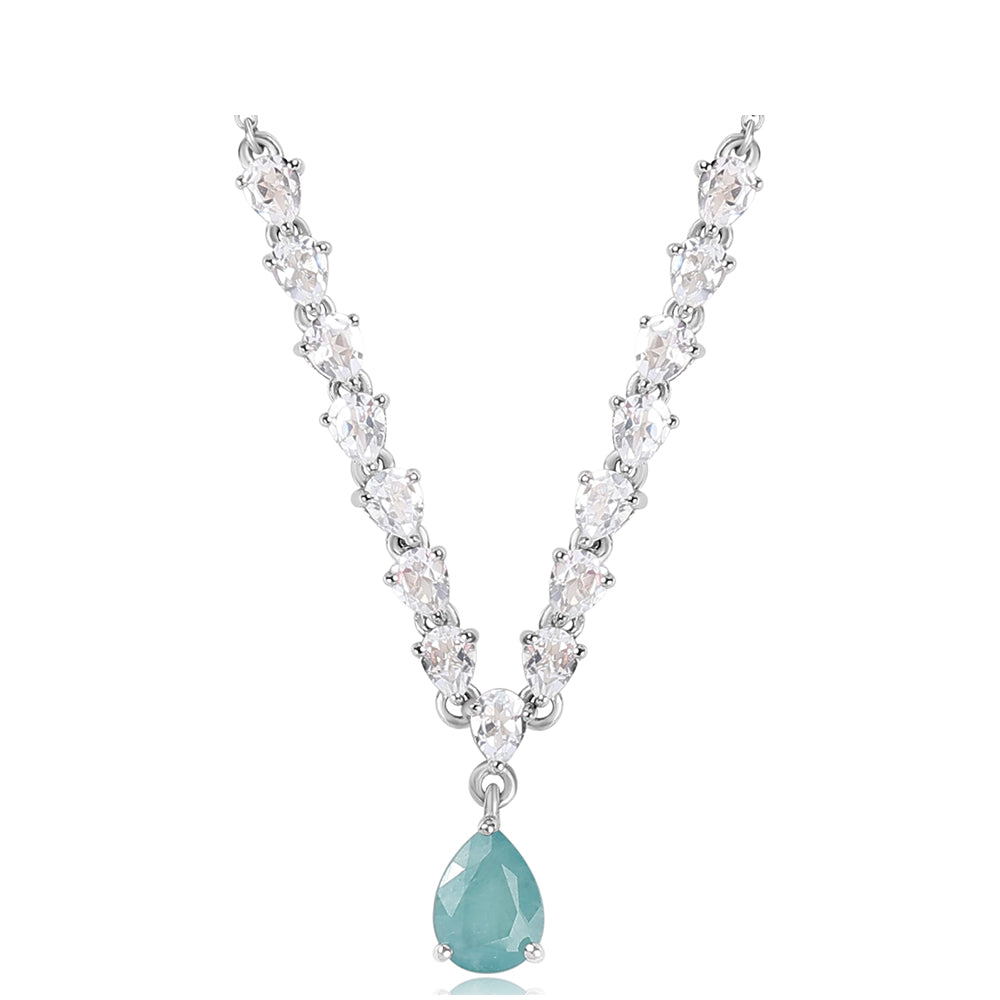 Colier din Argint 925 ( 4.44 grame ) cu Grandidierit și Topaz Alb 3.85 Carate 1 