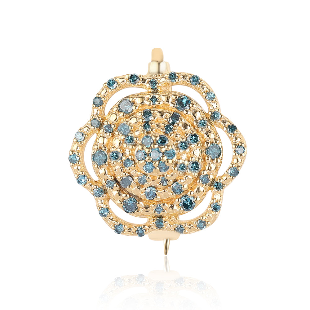 din Argint 925 Placat cu Aur ( 1.97 grame ) cu Diamant Albastru și Diamant Alb 0.37 Carate 1 