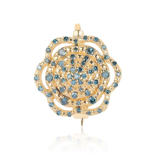 din Argint 925 Placat cu Aur ( 1.97 grame ) cu Diamant Albastru și Diamant Alb 0.37 Carate