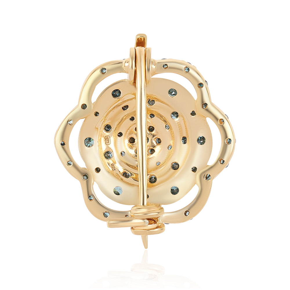 din Argint 925 Placat cu Aur ( 1.97 grame ) cu Diamant Albastru și Diamant Alb 0.37 Carate 3 