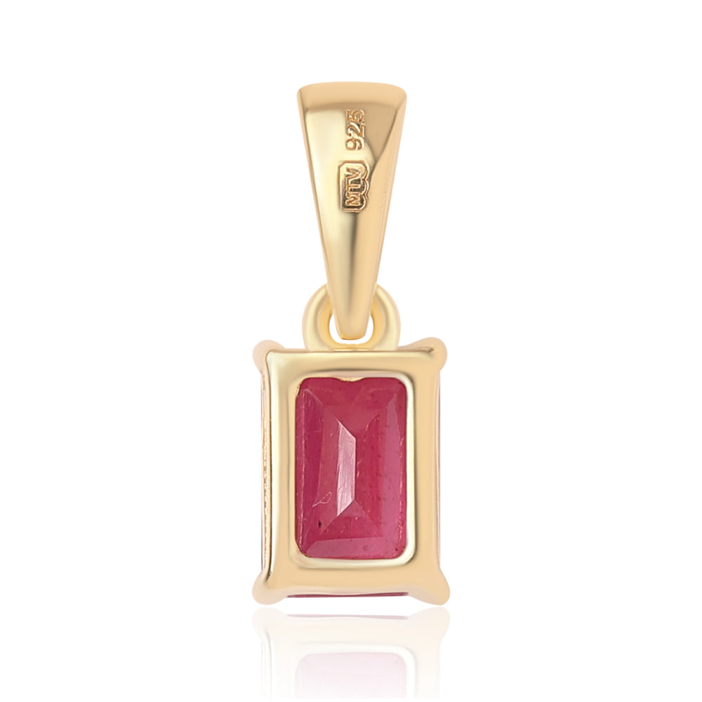 Pandantiv din Argint 925 Placat cu Aur ( 0.56 grame ) cu Rubin Mozambic 1.31 Carate 3 